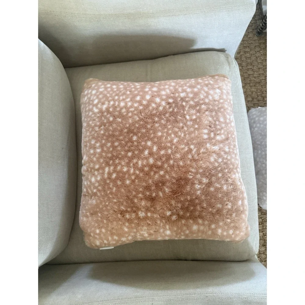 Nicole Miller Artelier Faux Fur Deer Fawn‎ Print Pink Throw Pillows Set of 3